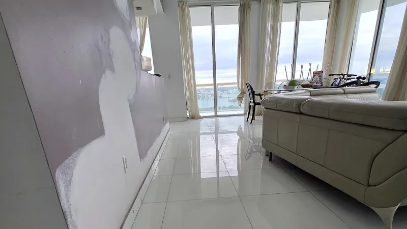 Drywall repair in a Miami high rise condo