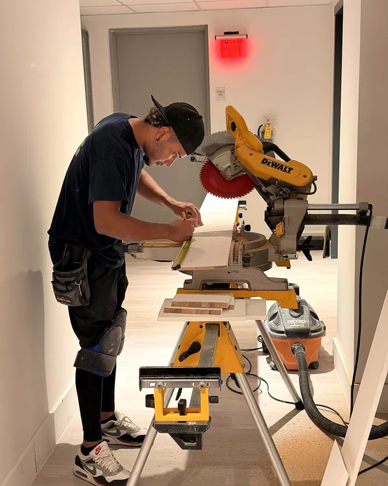 Renovation crew doing trim and carpentry work